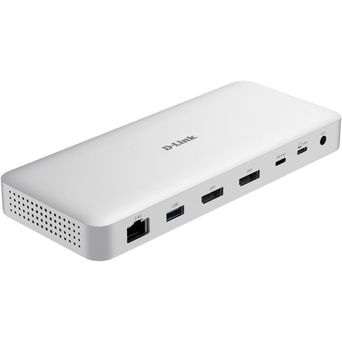 D-Link DUF-901/E Estación de Acoplamiento Docking USB4 9 en 1 con 40 Gbps, Ethernet 2.5 GbE, 100W PD, 3xUSB-A, 3xUSB-C, 2xDP, Blanco